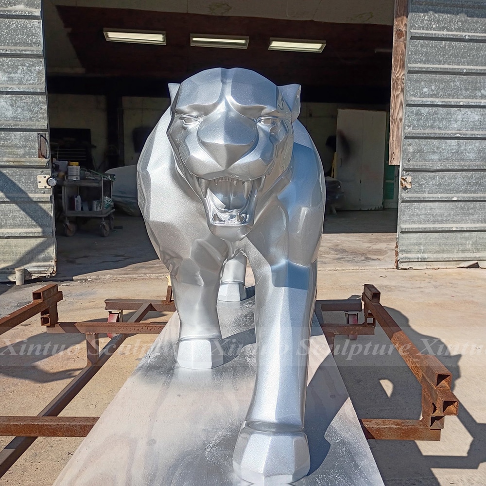 Geometric Leopard Statue