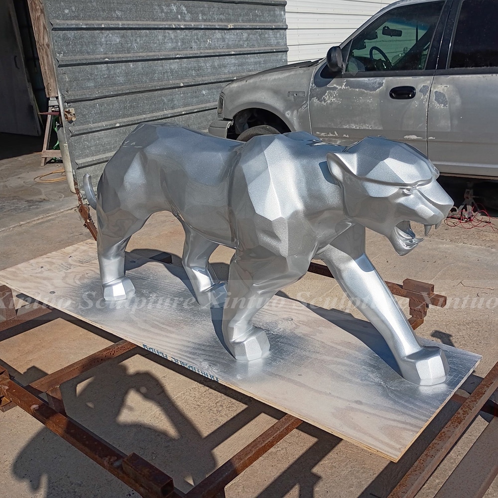 Geometric Leopard Statue
