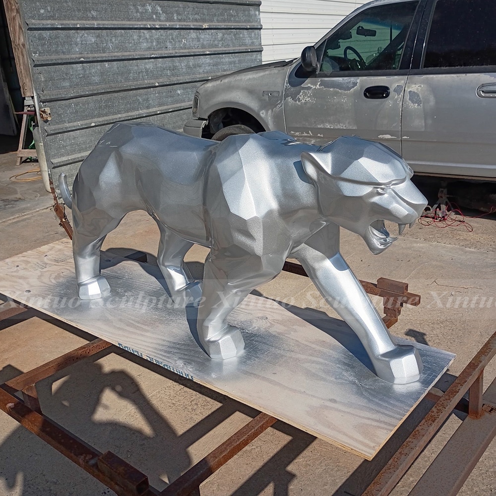 Geometric Leopard Statue