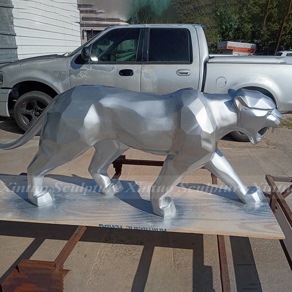 Geometric Leopard Statue