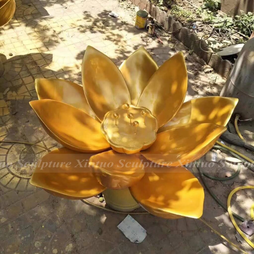 golden lotus statue