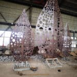 corten steel tree sculpture